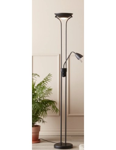 Detroit Markslöjd, lampadaire noir fonctionnel avec variateur et deux sources lumineuses.