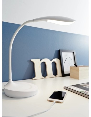 Swan Markslöjd blanche, lampe LED 4,6 W avec variateur 3 niveaux et design épuré.