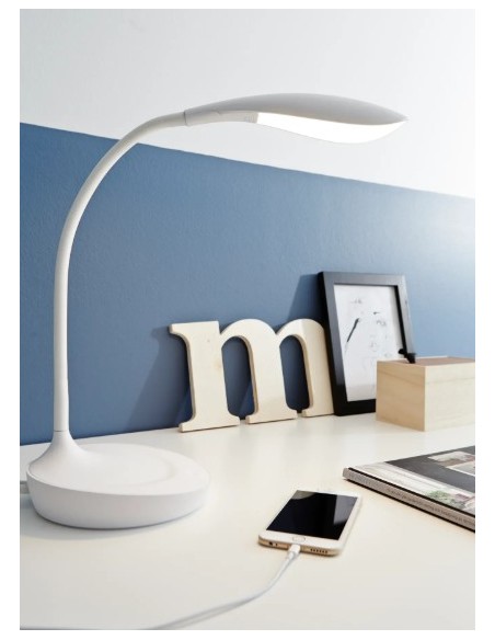 Swan Markslöjd blanche, lampe LED 4,6 W avec variateur 3 niveaux et design épuré.