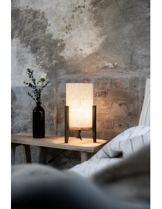 Markslöjd Eruca – Lampe de table 39 cm avec abat-jour lin beige et pied bois teinté noyer 2
