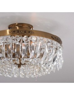 Plafonnier Strömsholm en laiton antique avec prismes taillés, lumière raffinée et vintage chic. 2