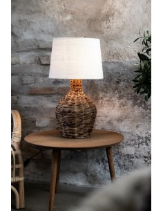 Markslöjd Paglia – Élégance naturelle avec pied rotin tressé et abat-jour jute blanc, 58 cm 2