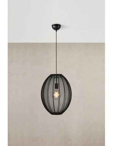 Markslöjd Florence – Câble textile noir 190 cm avec crochet, ampoule E27 40W max non incluse