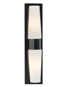 Applique murale noire IP44 pour salle de bain avec 2 douilles E14, installation murale 230V. 2