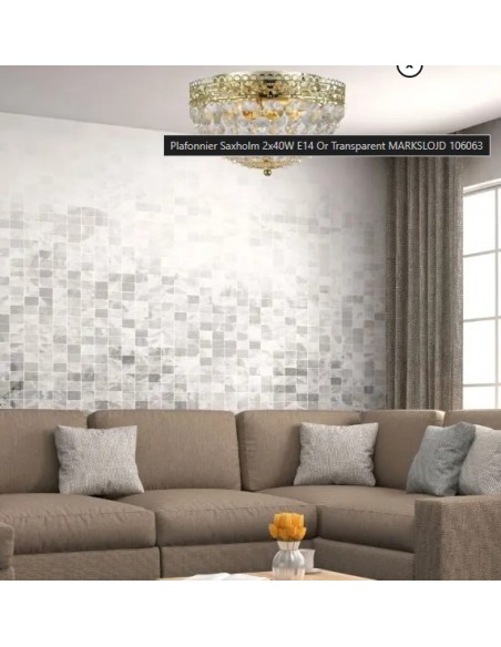 Markslöjd Saxholm – Luminaire doré orné de prismes en cristal taillé, éclat raffiné et classique