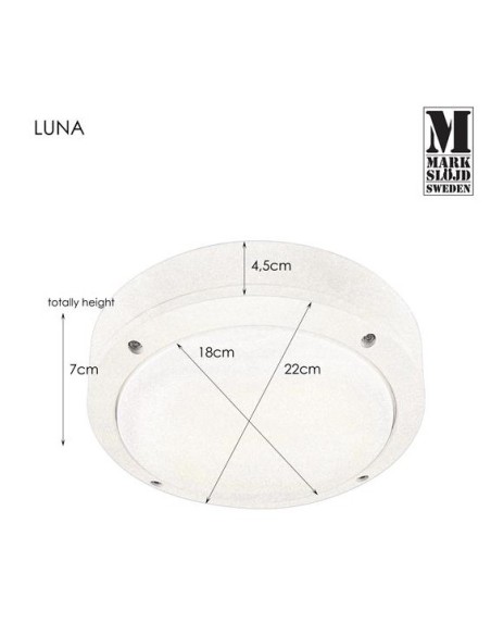 Markslöjd Luna – Luminaire LED fixe 10W, design épuré blanc, étanche IP44