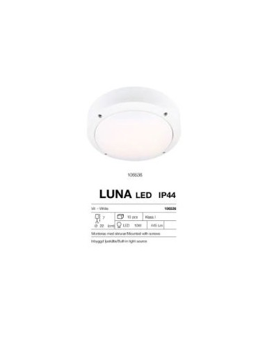 Markslöjd Luna – Plafonnier blanc aluminium pour extérieur, LED 800 lumens, 3000K
