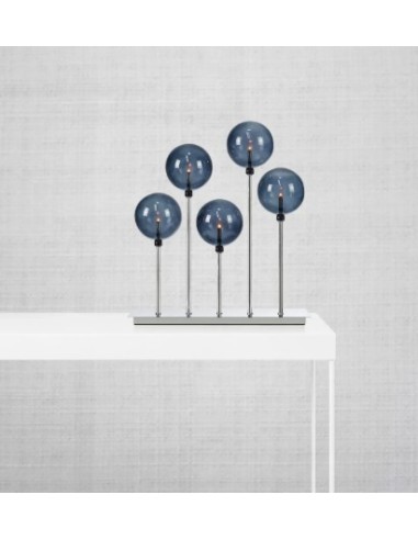 Markslöjd Mäster – Bougeoir design scandinave avec globes en verre fumé et base chromée