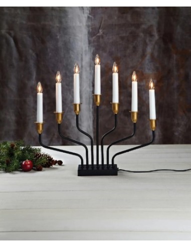 Bougeoir de fenêtre E10, 7 ampoules 3W, métal noir et doré – Markslöjd – Brosa