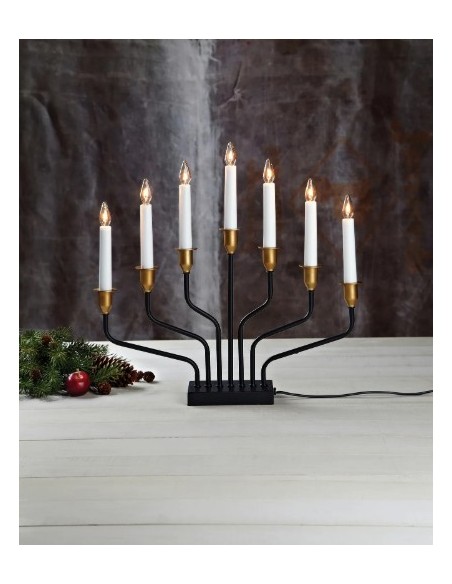 Bougeoir de fenêtre E10, 7 ampoules 3W, métal noir et doré – Markslöjd – Brosa