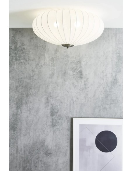 Markslöjd Mist – Luminaire plafond blanc, structure métal et textile, douilles E27 x3, IP20