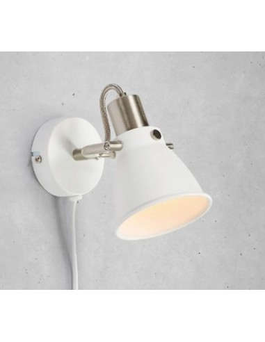 Applique de chevet E14, max. 40W, IP20, métal blanc avec câble 2 m – Markslöjd – Alton