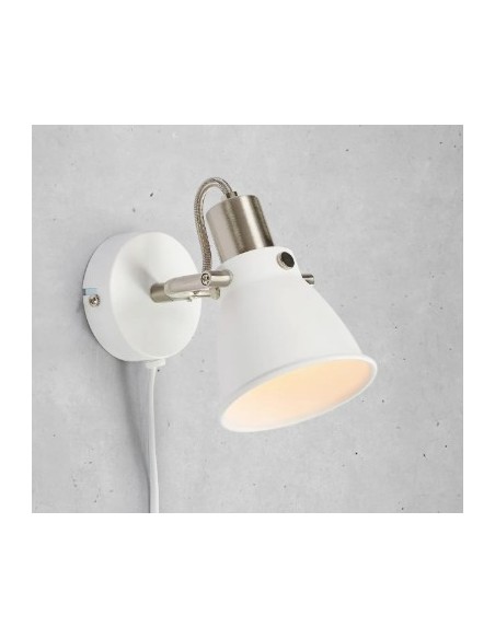 Applique de chevet E14, max. 40W, IP20, métal blanc avec câble 2 m – Markslöjd – Alton