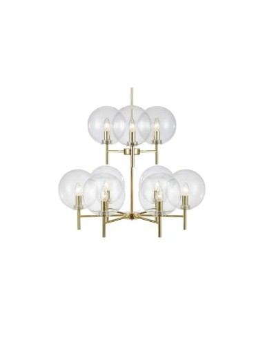 Plafonnier design 9 x E14, max. 20W, IP20, métal doré et globes blancs – Markslöjd – Crown