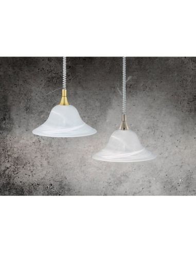 Trio Viola – Luminaire suspension classique, verre mat blanc balayé, métal laiton, 1 x E27 max 40W, hauteur 160 cm