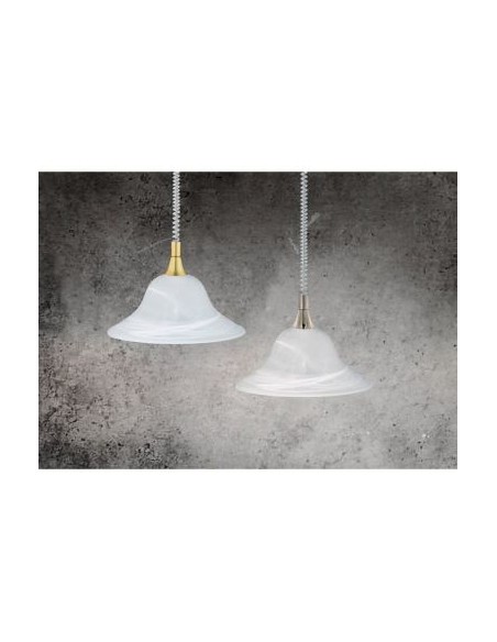 Trio Viola – Luminaire suspension classique, verre mat blanc balayé, métal laiton, 1 x E27 max 40W, hauteur 160 cm