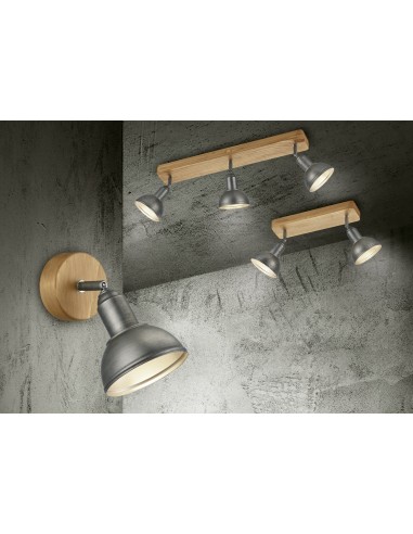 Trio Delhi – Spot mural design 1xE14, métal nickel antique, IP20, 11,6 x 20,5 cm