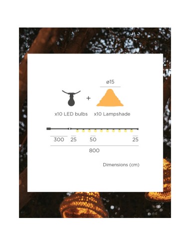 Guirlande lumineuse étanche cable 10 ampoules cordon jute solaire - New Garden - Maro