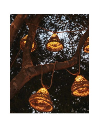Guirlande lumineuse étanche cable 10 ampoules cordon jute solaire - New Garden - Maro
