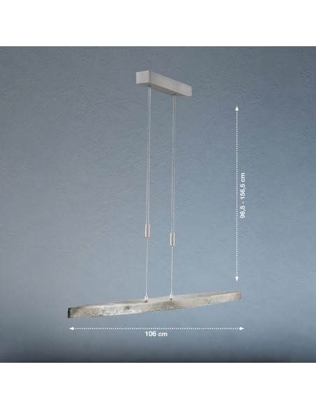 Suspension Led métal et verre Colmar  nickel antique - Fischer & Honsel - dessin technique