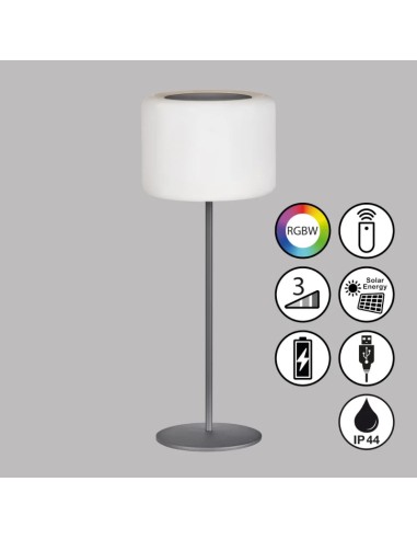 Fischer&Honsel - lampe de table autonome Pino - solaire - rechargeable USB - dimmable - RGBW