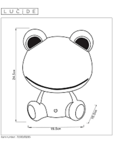 Lampe de chevet Led enfant - veilleuse Dodo Frog - Lucide Leluminaireled.com