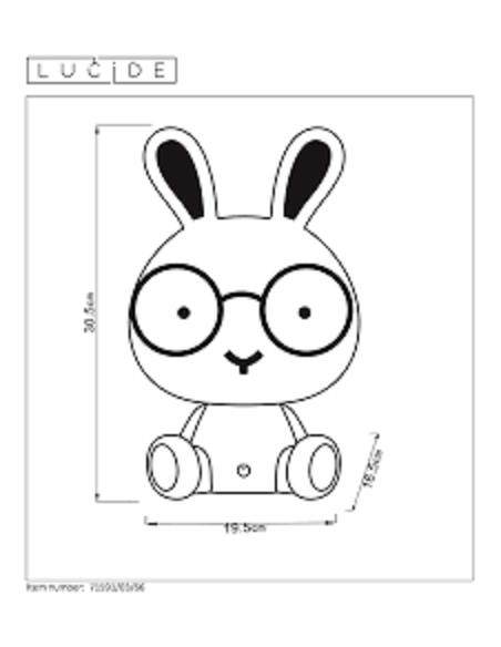 Lampe de chevet Led enfant - veilleuse Dodo Rabbit - Lucide Leluminaireled.com