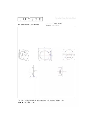 Variateur mural Lucide - dessin technique