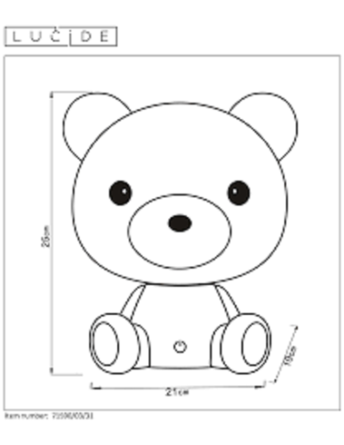 Lampe de chevet Led enfant - veilleuse Dodo Bear - Lucide Leluminaireled.com