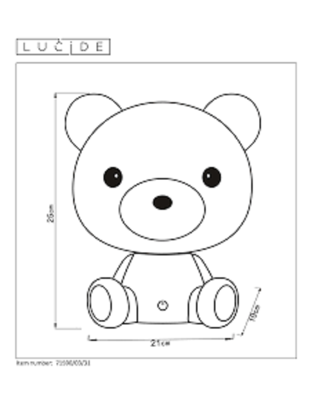 Lampe de chevet Led enfant - veilleuse Dodo Bear - Lucide Leluminaireled.com