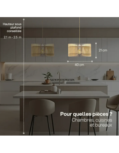 Suspension Atelier Loupiote - Apollon 40 cm en bois de peuplier