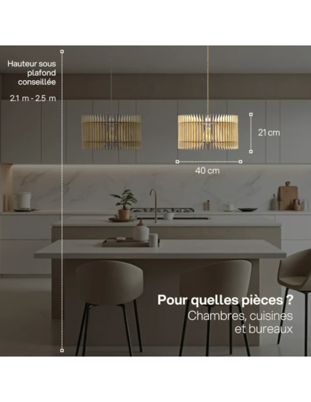 Suspension Atelier Loupiote - Apollon 40 cm en bois de peuplier