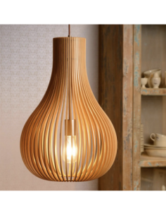 Suspension intérieure en bois naturel de style scandinave - Lucide