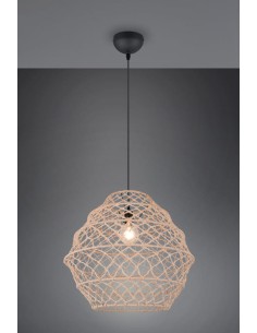 Trio Hive – Suspension naturelle en chanvre Ø60 cm, 1xE27 max 60W, ambiance chaleureuse et bohème