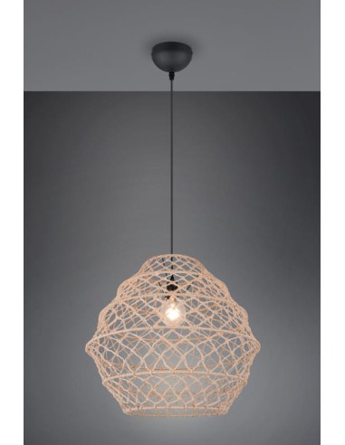 Trio Hive – Suspension naturelle en chanvre Ø60 cm, 1xE27 max 60W, ambiance chaleureuse et bohème