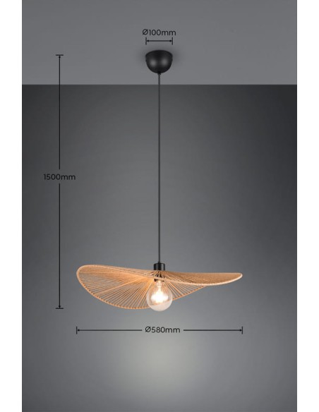 suspension Laurine 58 cm de TRIO casalum en corde papier naturelle