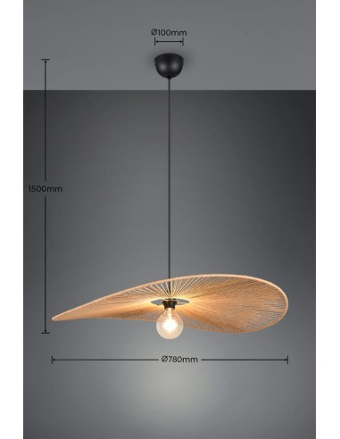 suspension Laurine 78 cm de TRIO Casalum en corde papier naturelle