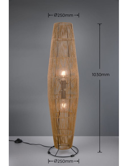 MIKI lampadaire de la marque TRIO casalum - IP20, E27 , métal et papier