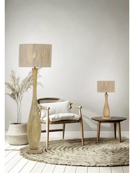 Trio - Lampadaire TOBA - en bois et jute, IP20 , 1x E27