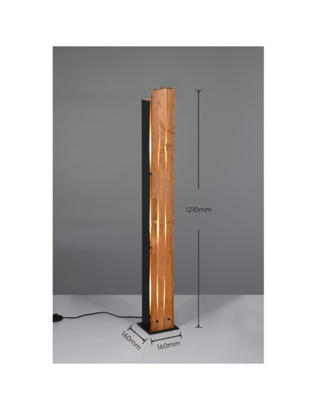 lampadaire KARUNI , TRIO , métal noir et bois naturel , garantie 2 ans , IP20 , 3xE27 , 10 W max