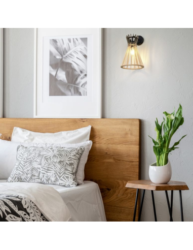 Applique murale Trio Alice - métal et bois MDF - 1xE27 - IP20- max 10 W