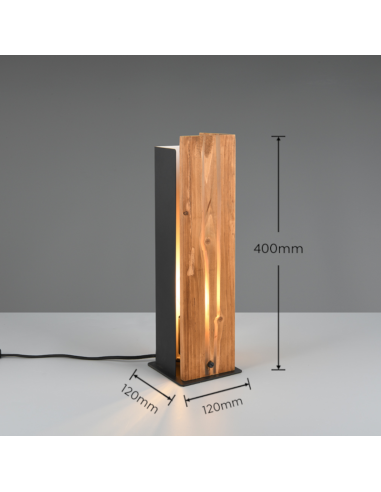 Trio  – Lampe de chevet élégante, alliant métal et bois naturel pour un intérieur sophistiqué