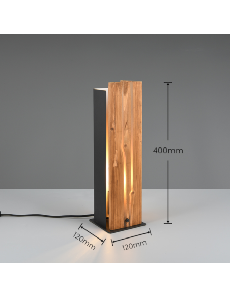 Trio  – Lampe de chevet élégante, alliant métal et bois naturel pour un intérieur sophistiqué
