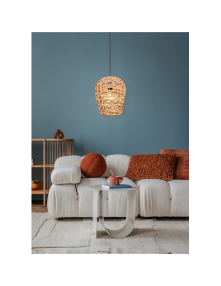Trio- Suspension Jean - design bohème et naturelle - métal et jacinthe - IP20 - E27 - 10 W