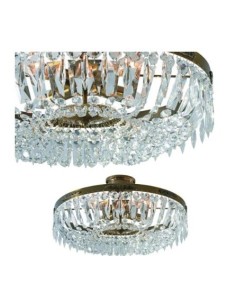 Markslöjd Hovdala – Plafonnier en laiton antique avec prismes en cristal, 4xE14 2