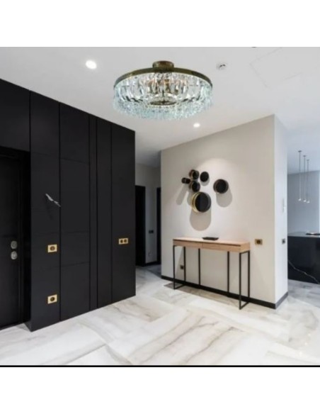 Markslöjd Hovdala – Plafonnier en cristal et laiton vieilli, éclairage élégant pour salon