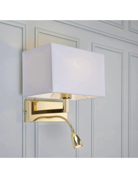 Applique murale intérieure-Markslöjd-Savoy-abat-jour tissu et liseuse LED orientable 360°, culot E27, 40W max.