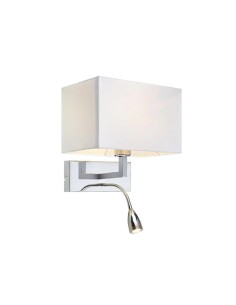 Applique murale intérieure-Markslöjd-Savoy-abat-jour tissu et liseuse LED orientable 360°, culot E27, 40W max. 2