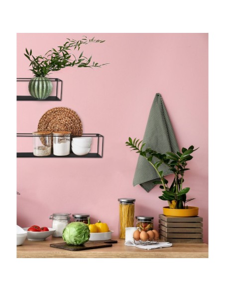 Mirrors and More - Tinka - Lot de 2 étagères murales métal noir