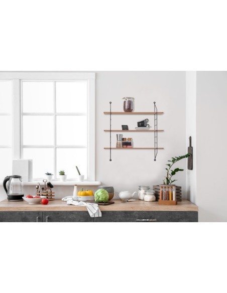 Etagère murale métal noir et bois clair - Mirrors and More - Clara